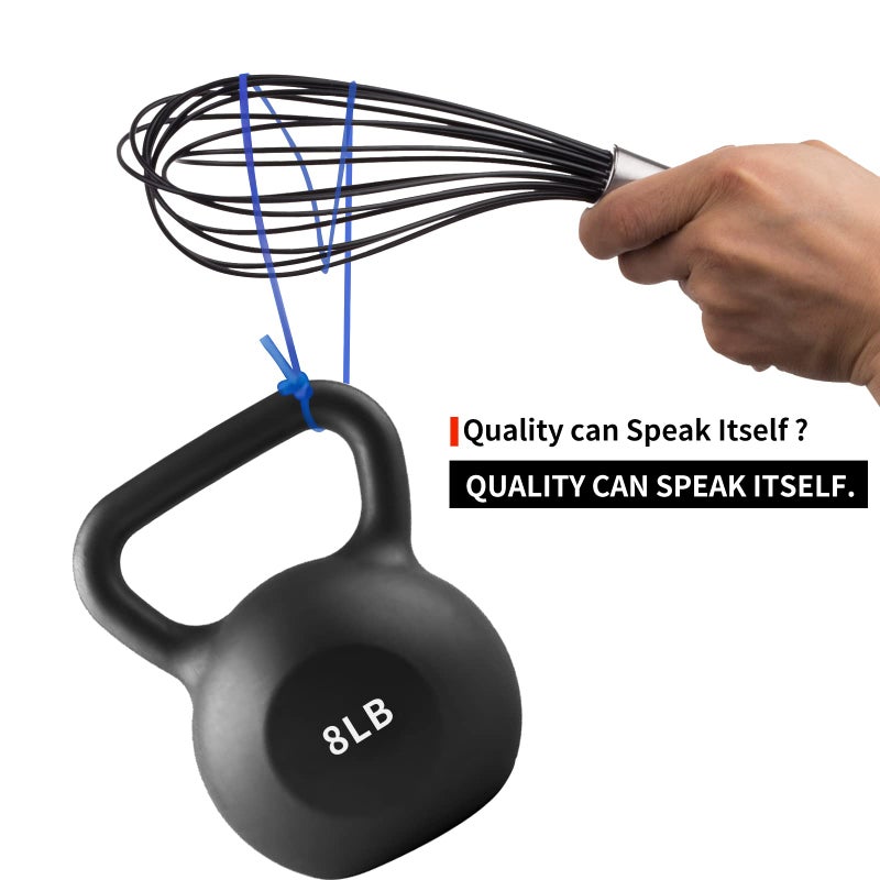 TEEVEA Silicone Whisk Set of 3 Non Scratch Non Stick Silicone Coated Stainless Steel Wire Whisks Heat Resistant 480Â°F Kitchen Wisk for Cooking Blending Whisking Tool Black - Image 3