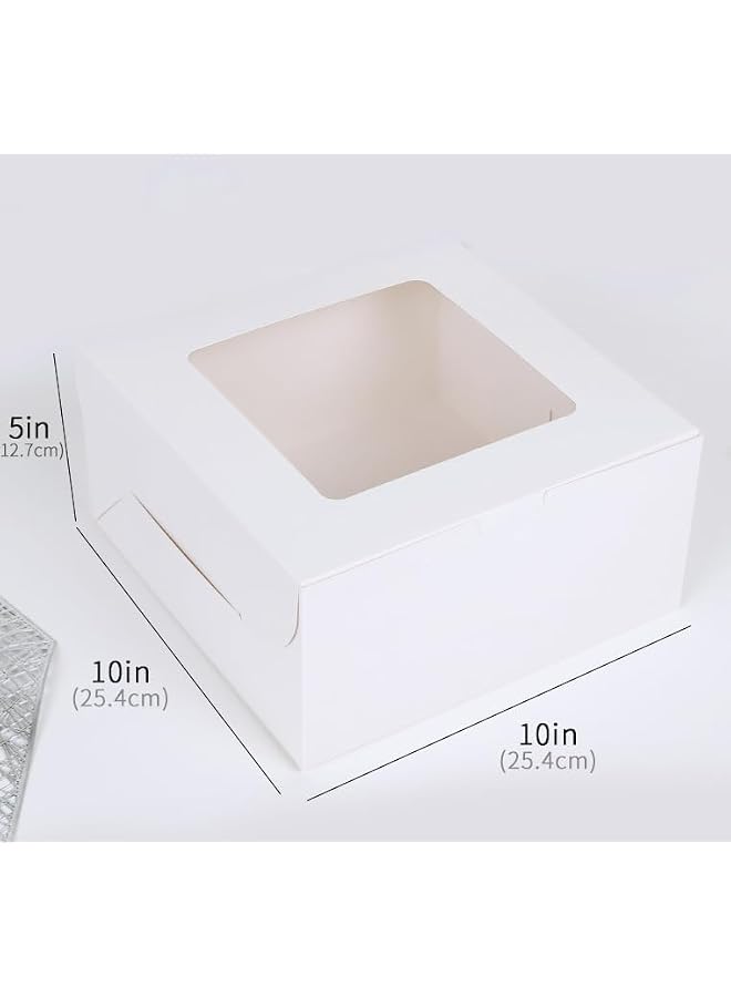 S-TOP Bundles and Seasons | Cake Box with Window and Round Board - It can be used for Cupcake, Cookies, Pastry, Restaurant and Bakery Containers L 12" x W 12" x H 5" White, the Board is 12" Silver board. - Image 3