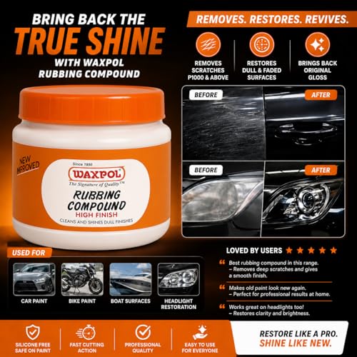 Waxpol Rubbing Compound (High Finish 1Kg) For Deep Scratches, Sandpaper Marks, Swirls & Hologram - Image 2