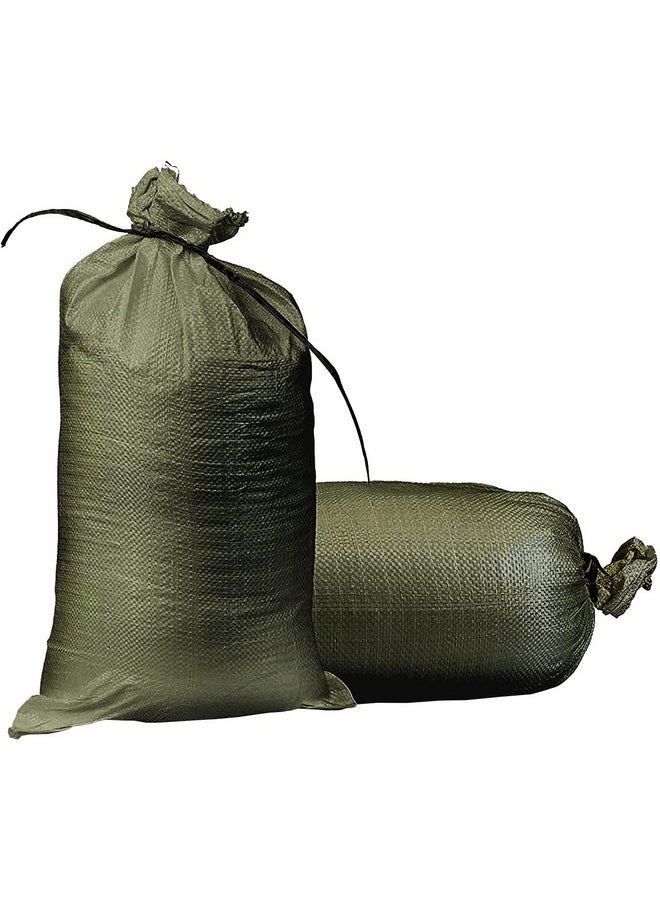TAPIX Empty Sandbags Military Green with Ties (Bundle of 20) 14" x 26" - Woven Polypropylene Sand Bags, Extra Heavy Duty Sandbags for Flooding, Sand Bags Flood Protection  - Image 1