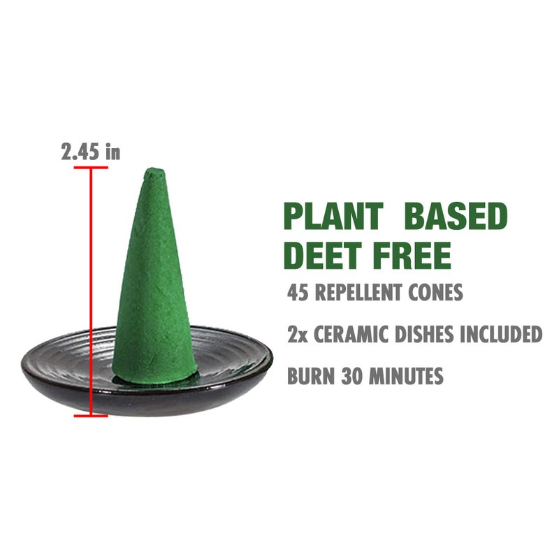 Mosquito Guard 45pcs Mosquito Repellent Incense Cone with 2 Ceramic Dishes - Mosquito Repellent for Patio – No Deet Plant Based Mosquito Repellent Outdoor - Image 2