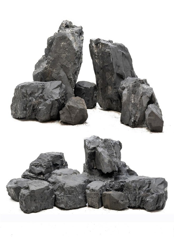 Unocho Aquarium Rocks 10lb Fish Tank Stones Black Rocks for Aquarium Aquascaping Fish Tank Decoration Reptile Basking Platforms Paludarium Bonsai Vivariums(3"-7"-7pcs) - Image 1