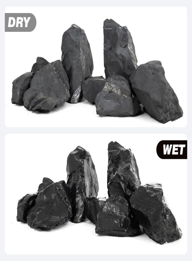 Unocho Aquarium Rocks 10lb Fish Tank Stones Black Rocks for Aquarium Aquascaping Fish Tank Decoration Reptile Basking Platforms Paludarium Bonsai Vivariums(3"-7"-7pcs) - Image 4