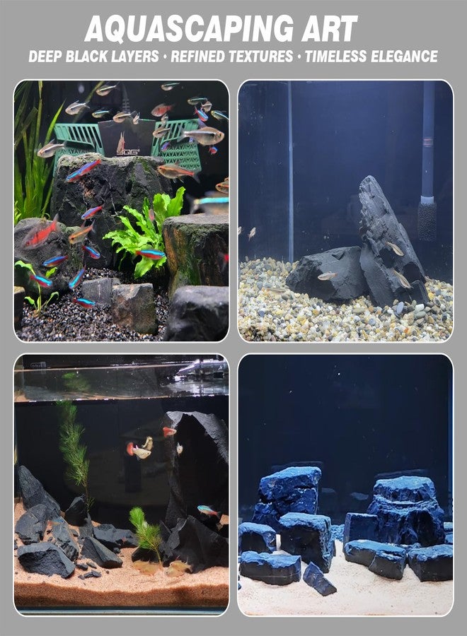Unocho Aquarium Rocks 10lb Fish Tank Stones Black Rocks for Aquarium Aquascaping Fish Tank Decoration Reptile Basking Platforms Paludarium Bonsai Vivariums(3"-7"-7pcs) - Image 3
