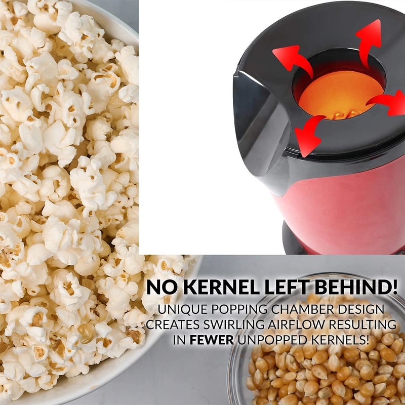 Popcorn Maker Hot Air Popcorn Machine 1200W Oil Free Healthy Snack Easy Clean Portable Home Popper for Movie Night (White) - Image 4
