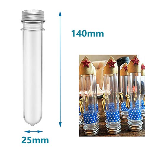 OJYUDD 25Pcs Test Tubes 40Ml Clear Plastic Test Tubes With Screw Caps 25X140Mm Tube For Sample Science Party Gumball Candy Bath Salts - Image 2