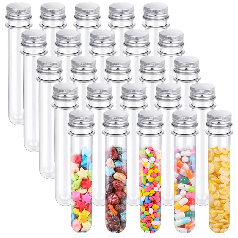 OJYUDD 25Pcs Test Tubes 40Ml Clear Plastic Test Tubes With Screw Caps 25X140Mm Tube For Sample Science Party Gumball Candy Bath Salts - Image 1