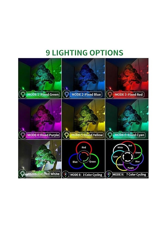 4 Pack  Spot Lights -  Solar Lights Outdoor Waterproof Color Changing Spotlights for House Decor, Outside Landscape Light with 9 Light Option Floodlights for Yard Driveway Tree - Image 4