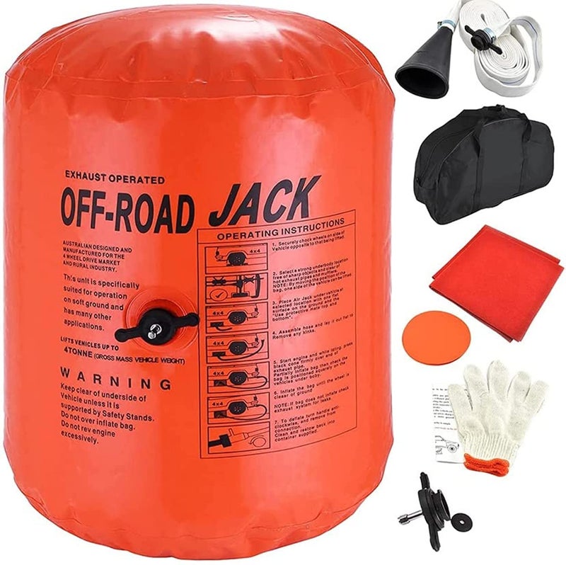 Flieeya 4Ton Exhaust Air Jack Portable Inflatable Car Lifting Bag for SUV Truck OffRoad Vehicle Recovery Emergency Tire Change Kit for Uneven Terrain