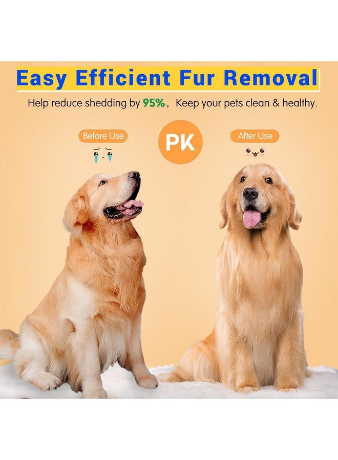 Pet Grooming Brush for Cats & Dogs, Self-Cleaning Undercoat Deshedding & Massage Tool, Purple - Image 2