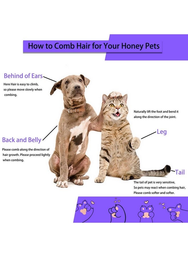 Pet Grooming Brush for Cats & Dogs, Self-Cleaning Undercoat Deshedding & Massage Tool, Purple - Image 3