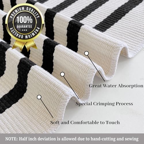 KILOCOCO Beige Striped Rug 3x5 Indoor Outdoor Rugs Front Door Rugs Hand Woven Cotton Washable Striped Layered Doormats for Front Porch/Kitchen/Farmhouse/Entryway/Patio - Image 4