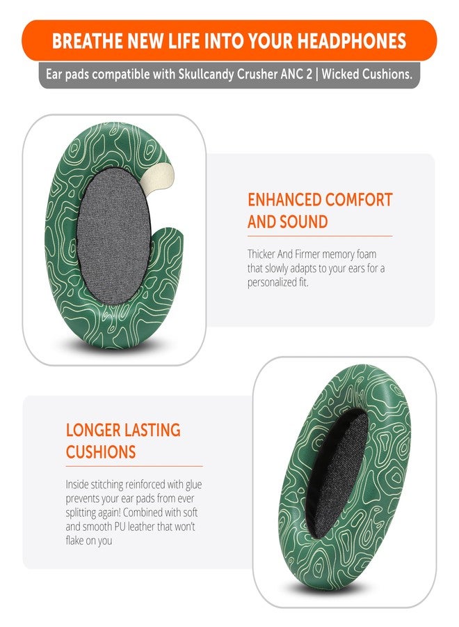 WC PadZ Crusher ANC 2 - Premium Replacement Earpads for Skullcandy Crusher ANC 2 Over-Ear Headphones by Wicked Cushions | Enhanced Comfort & Sound Isolation | Emerald Tide - Image 4