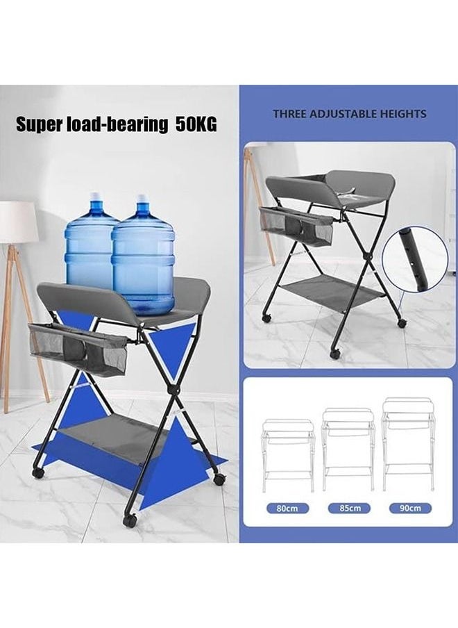 DMG TECH - DMG Portable Baby Changing Table - Waterproof Changing Table with Wheels Adjustable Height Foldable Baby Changing Table with Safety Harness - Image 1