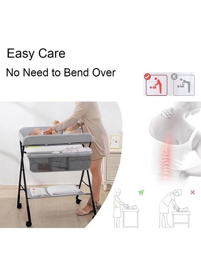 DMG TECH - DMG Portable Baby Changing Table - Waterproof Changing Table with Wheels Adjustable Height Foldable Baby Changing Table with Safety Harness - Image 1