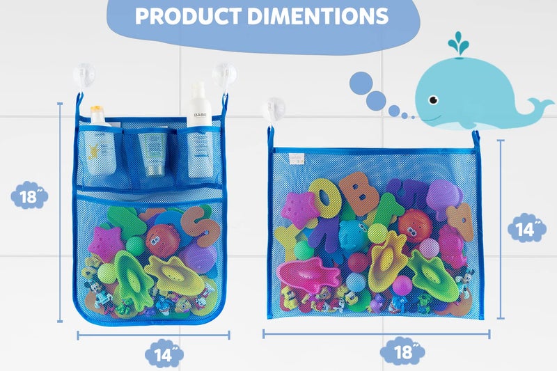 Comfylife 2 x Mesh Bath Toy Organizer + 6 Ultra Strong Hooks - The Perfect Bathtub Toy Holder & Bathroom or Shower Caddy - These Multi-use Net Bags Make Baby Bath Toy Storage Easy - For Kids & Toddlers - Image 2