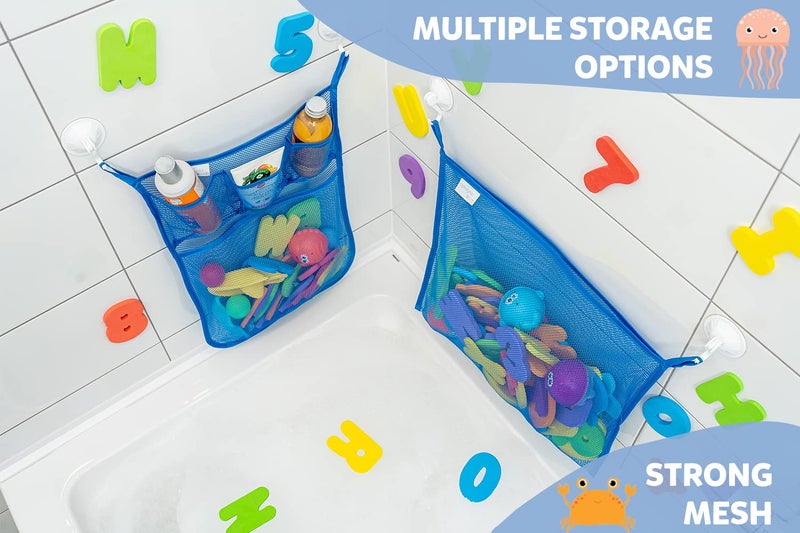 Comfylife 2 x Mesh Bath Toy Organizer + 6 Ultra Strong Hooks - The Perfect Bathtub Toy Holder & Bathroom or Shower Caddy - These Multi-use Net Bags Make Baby Bath Toy Storage Easy - For Kids & Toddlers - Image 3