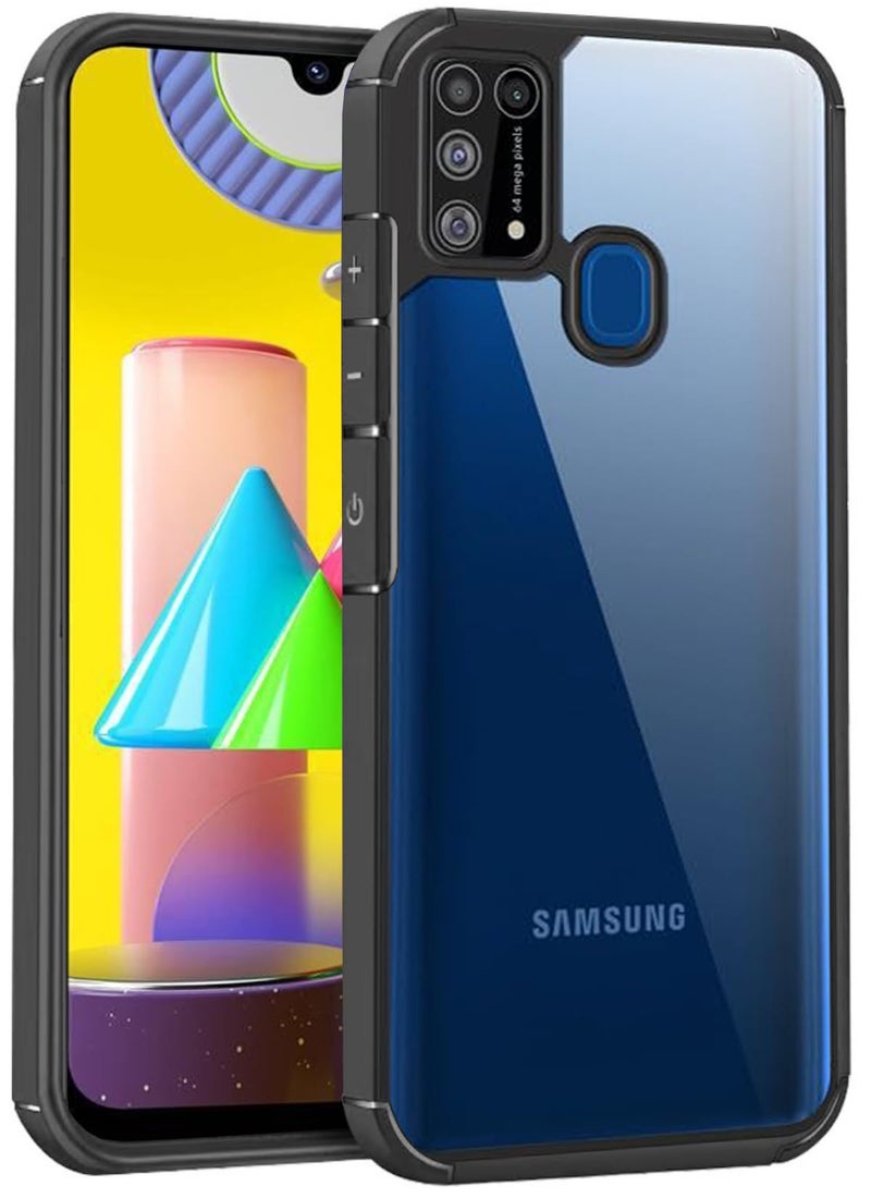 SHINESTAR Ultra Slim Clear Back Cover for Samsung Galaxy M31 / F41 / M31 Prime, Transparent Hybrid Hard Shell Plastic & Soft Silicone Rubber Bumper, Non-Yellow Acrylic Protective Cover - Black - Image 5