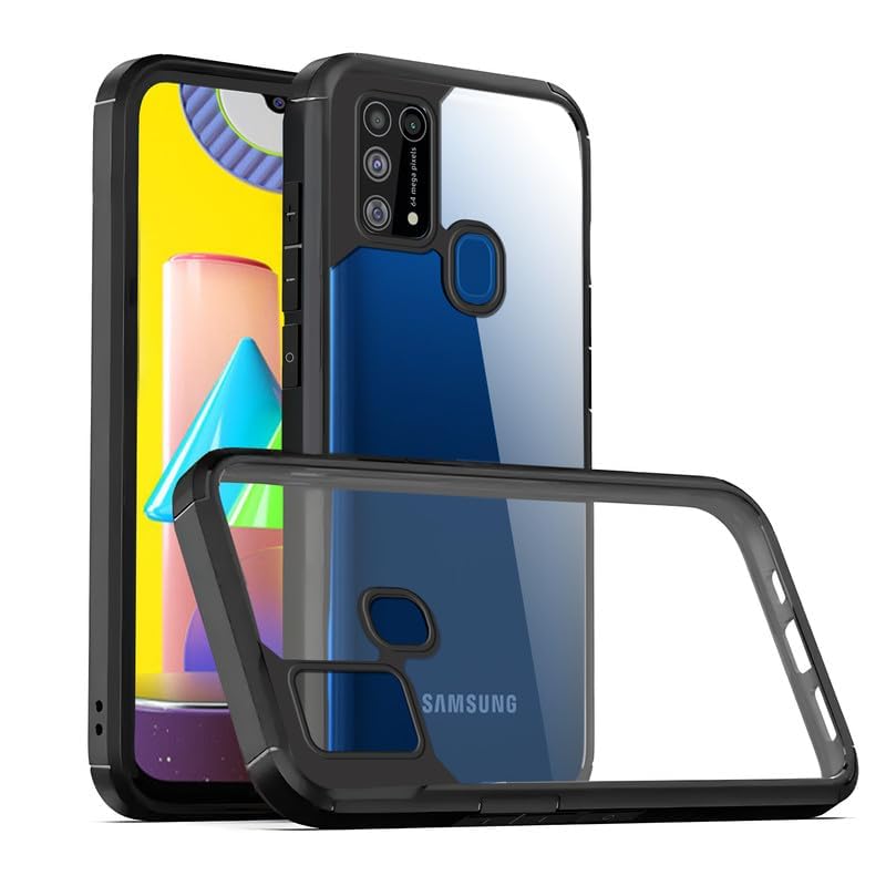 SHINESTAR Ultra Slim Clear Back Cover for Samsung Galaxy M31 / F41 / M31 Prime, Transparent Hybrid Hard Shell Plastic & Soft Silicone Rubber Bumper, Non-Yellow Acrylic Protective Cover - Black - Image 3