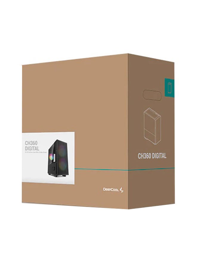 DEEPCOOL - DeepCool CH360 Digital mATX Airflow case, 2X Pre-Installed 140mm ARGB Fans, 120mm ARGB Rear Fan, Hybrid Mesh/Tempered Glass Side Panel, Magnetic Mesh Filter, Type-C, USB 3.0, Black - Image 1