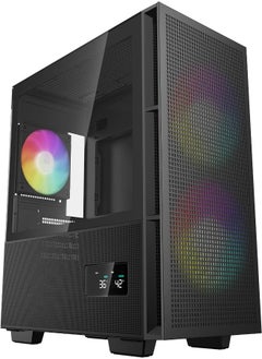 DeepCool CH360 Digital mATX Airflow case, 2X Pre-Installed 140mm ARGB Fans, 120mm ARGB Rear Fan, Hybrid Mesh/Tempered Glass Side Panel, Magnetic Mesh Filter, Type-C, USB 3.0, Black