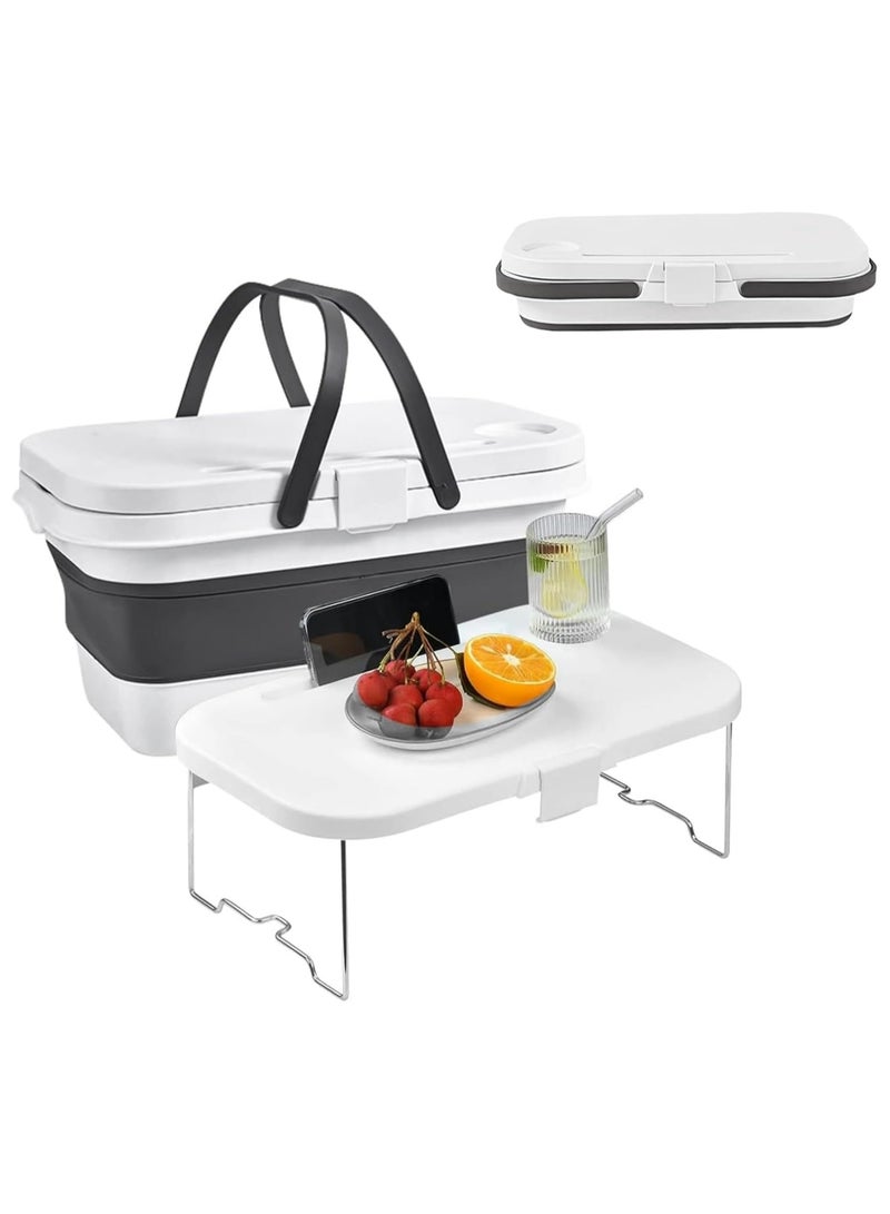 Generic Picnic Basket, Outdoor Folding Picnic Basket, Sundries Basket, 3-in-1 Multi-Purpose Lid and Food Tray Table for Picnic or Beach, Camping, Hiking, Fishing and Home Patio Barbecue  - Image 1