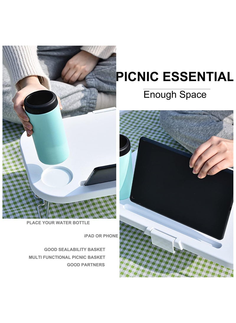 Generic Picnic Basket, Outdoor Folding Picnic Basket, Sundries Basket, 3-in-1 Multi-Purpose Lid and Food Tray Table for Picnic or Beach, Camping, Hiking, Fishing and Home Patio Barbecue  - Image 3