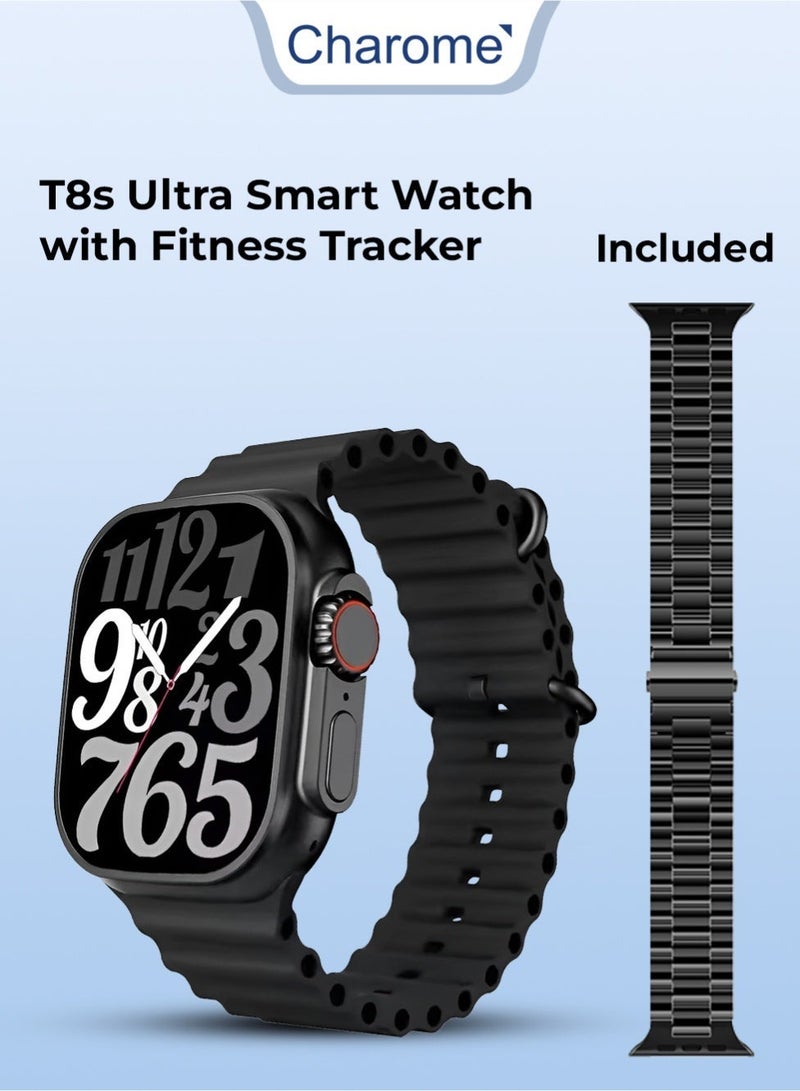 Charome ساعة ذكية شاروم T8s ألترا ماكس HD للمكالمات (حزامان) - Image 1