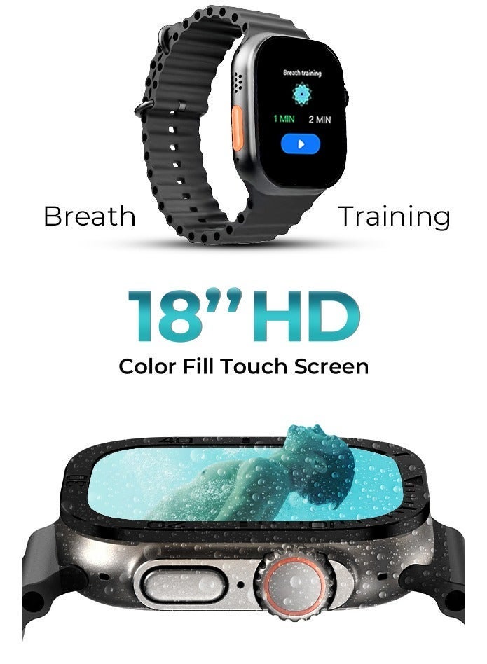 Charome ساعة ذكية شاروم T8s ألترا ماكس HD للمكالمات (حزامان) - Image 3