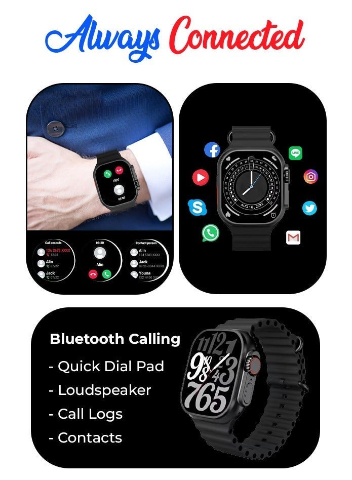 Charome ساعة ذكية شاروم T8s ألترا ماكس HD للمكالمات (حزامان) - Image 4