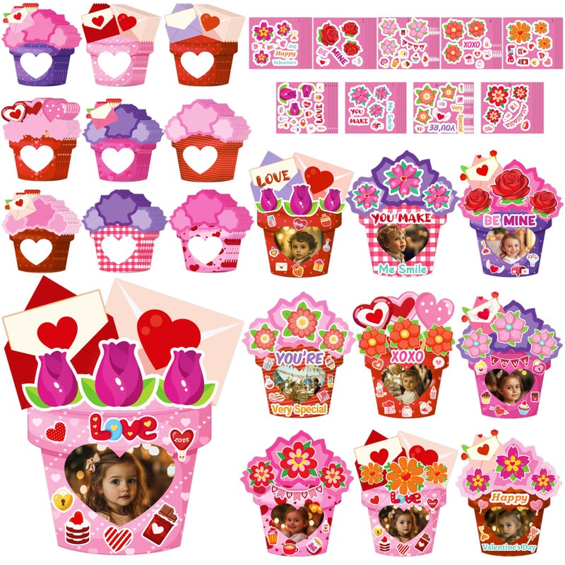 80UncleKimby 54Pack Valentines Day Craft for Kids Valentine DIY Picture Frame Art Kit Valentines Photo Crafts Kits for Classroom Activities and Party Games - Image 3