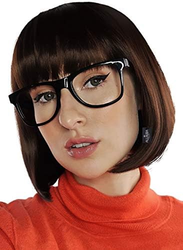 ALLAURA Compatible with Velma Wig – Brown Bob Wig with Glasses for Women – Cosplay, Flapper Wig with Bangs, Cartoon Detective Look, Halloween Costume, Dora Style, Retro Nerdy Outfit Accessory - Image 1