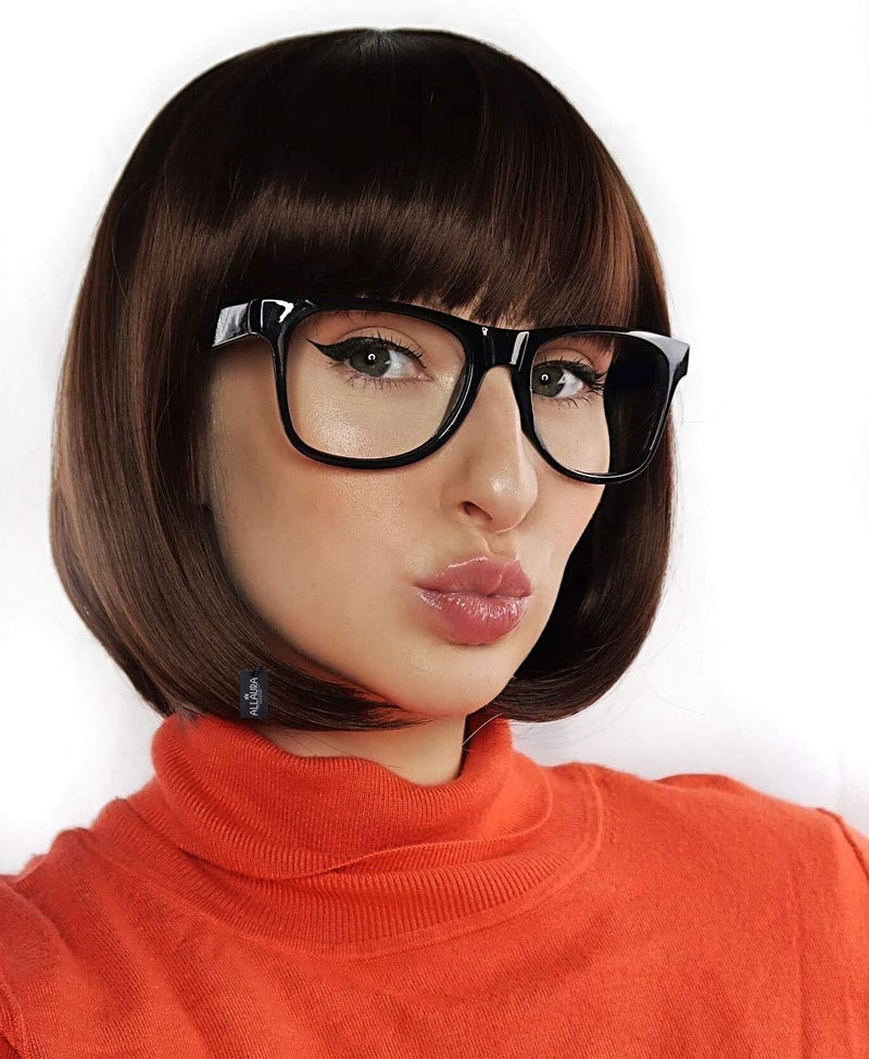 ALLAURA Compatible with Velma Wig – Brown Bob Wig with Glasses for Women – Cosplay, Flapper Wig with Bangs, Cartoon Detective Look, Halloween Costume, Dora Style, Retro Nerdy Outfit Accessory - Image 5