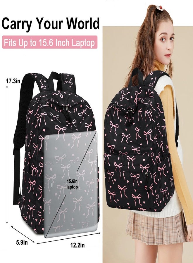 LOIDOU Backpack for Girls School Backpacks Bookbags for Elementary Middle School Women Laptop Backpacks, Bow Tie Black - Image 2