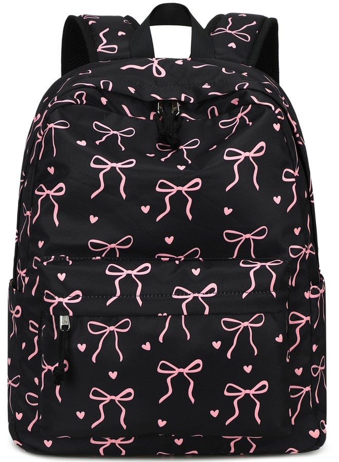 LOIDOU Backpack for Girls School Backpacks Bookbags for Elementary Middle School Women Laptop Backpacks, Bow Tie Black - Image 1