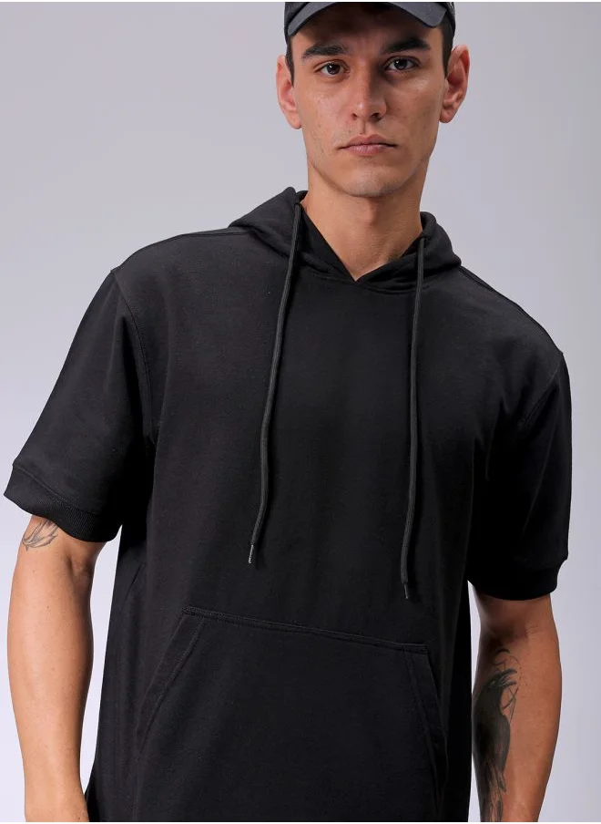 The Indian Garage Co Men Oversized Solid Overhead Hooded Sweatshirt