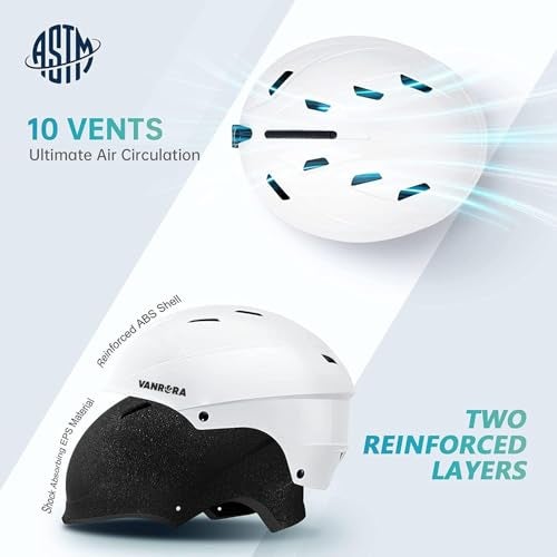 VANRORA Ski Helmet, Snowboard Helmet - Glossy White, L - Image 2