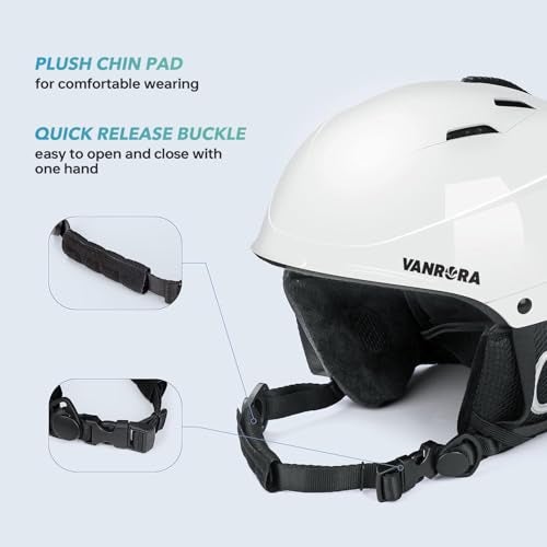 VANRORA Ski Helmet, Snowboard Helmet - Glossy White, L - Image 4
