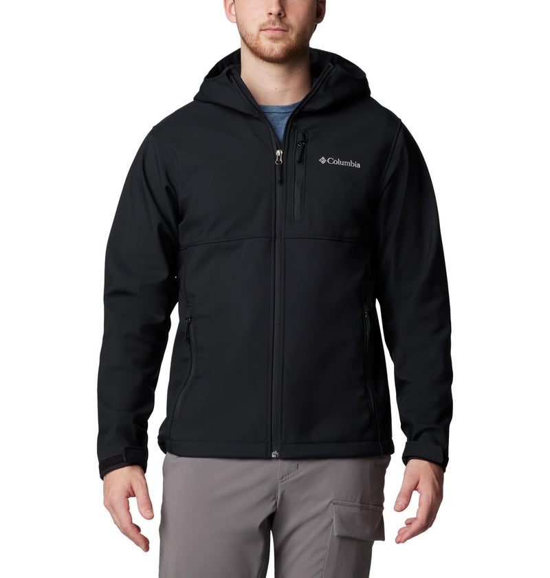 Columbia Mens Ascender II Hooded Softshell Rain Jacket, Black, Small - Image 1