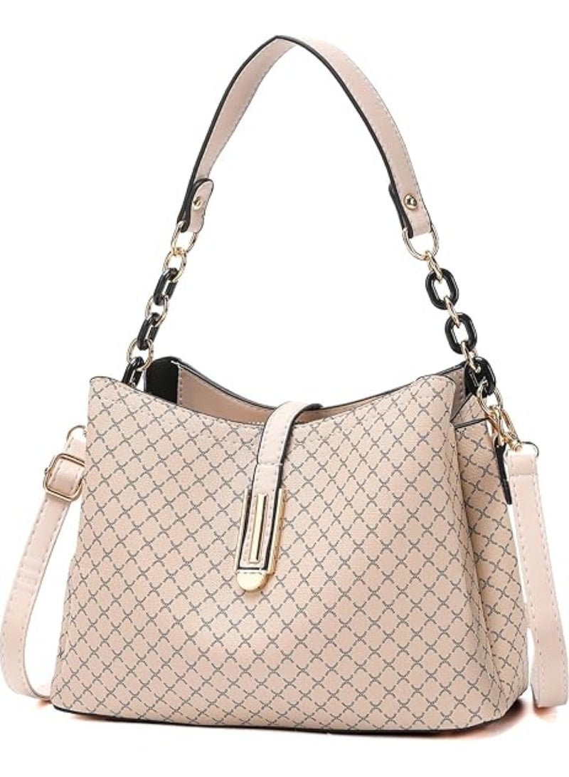 هويتك حقيبة كتف أنيقة مستوحاة من المصمم للنساء، حقيبة يد فاخرة منقوشة بحزام قابل للتعديل 26 × 12 × 19 - Image 1