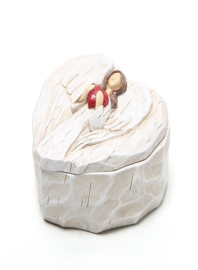 Hodao Resin Heart Shaped Cute Keepsake Box - Angel Figurine Ornaments for Home Indoor Decor, Bedroom Decorations, Storage Container, Ideal Gift for Family & Friends - Image 2