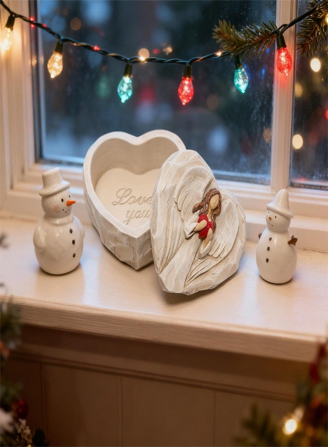 Hodao Resin Heart Shaped Cute Keepsake Box - Angel Figurine Ornaments for Home Indoor Decor, Bedroom Decorations, Storage Container, Ideal Gift for Family & Friends - Image 3