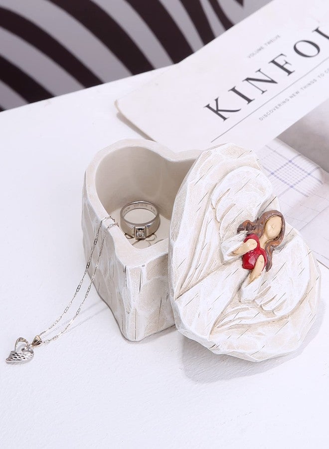 Hodao Resin Heart Shaped Cute Keepsake Box - Angel Figurine Ornaments for Home Indoor Decor, Bedroom Decorations, Storage Container, Ideal Gift for Family & Friends - Image 5