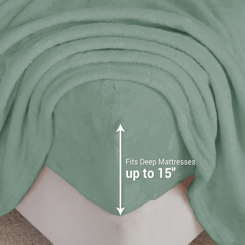 Softan Fleece Sheets Queen Size, Flannel Like Soft, Fuzzy Warm Plush Sheets, Velvet Polar Microfleece Bedding for Winter, Sage Green - Image 4