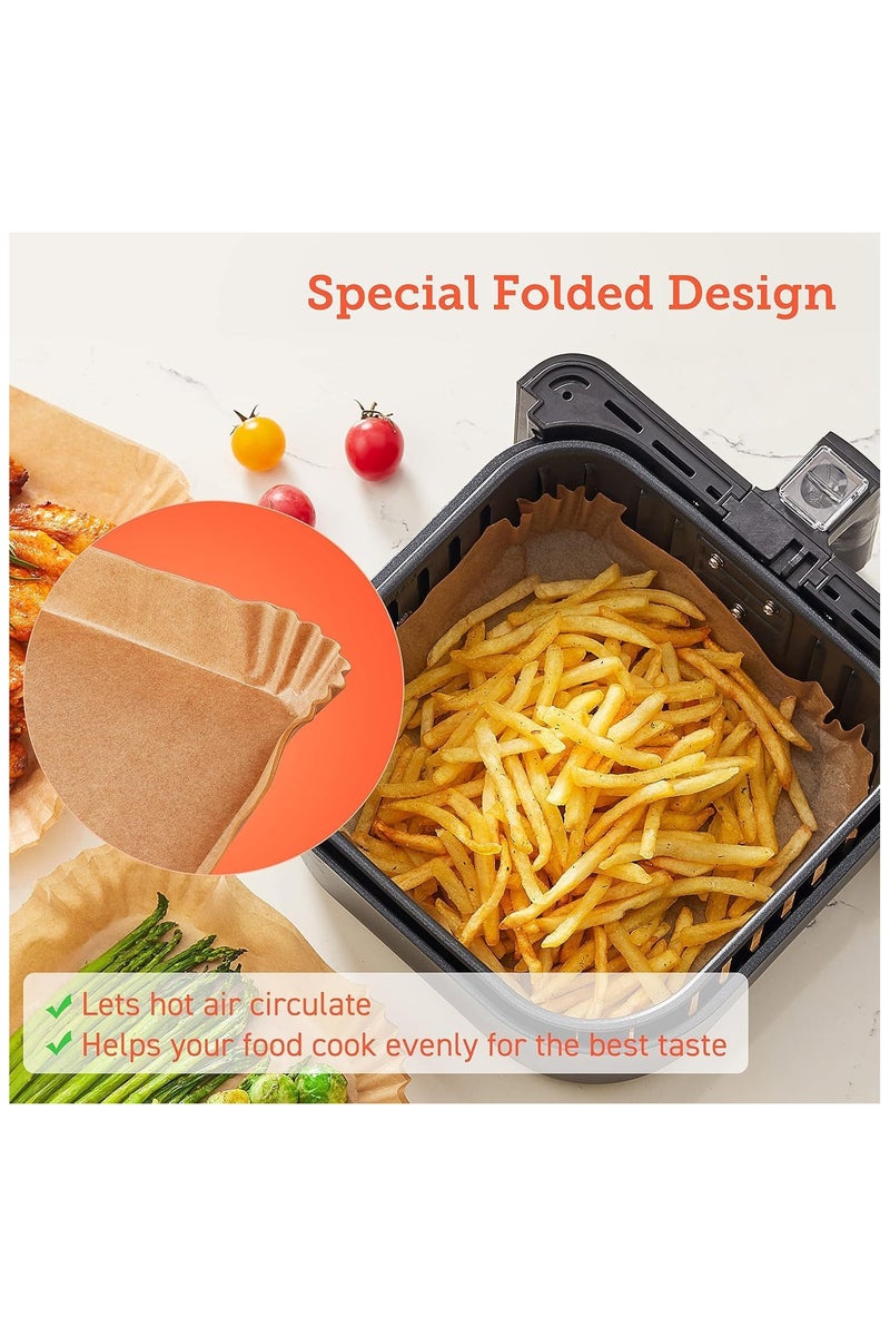 MOMENT 50pcs Air Fryer Disposable Paper Liner, Air Fryer Liners Square, Baking Paper for Air Fryer Water-proof, Parchment Paper for Baking Roasting Microwave,16cm/6.3inch - Image 2