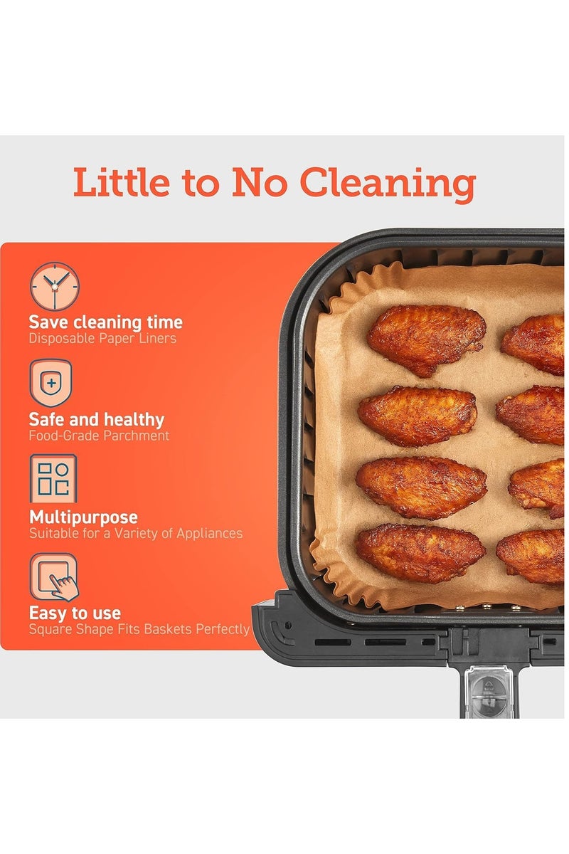 MOMENT 50pcs Air Fryer Disposable Paper Liner, Air Fryer Liners Square, Baking Paper for Air Fryer Water-proof, Parchment Paper for Baking Roasting Microwave,16cm/6.3inch - Image 4