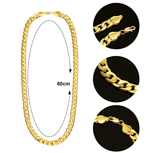 meekoo Halloween 80s/ 90s Hip Hop Costume Kit Rapper Bucket Hat Sunglasses Gold Chain Cosplay Accessories for Men Theme Party(Black) - Image 3