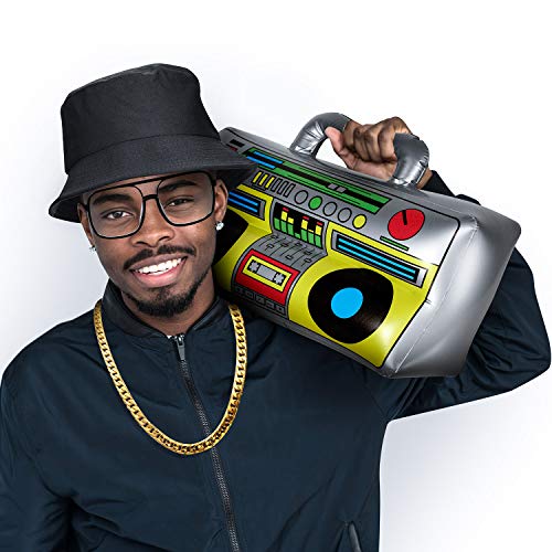 meekoo Halloween 80s/ 90s Hip Hop Costume Kit Rapper Bucket Hat Sunglasses Gold Chain Cosplay Accessories for Men Theme Party(Black) - Image 5
