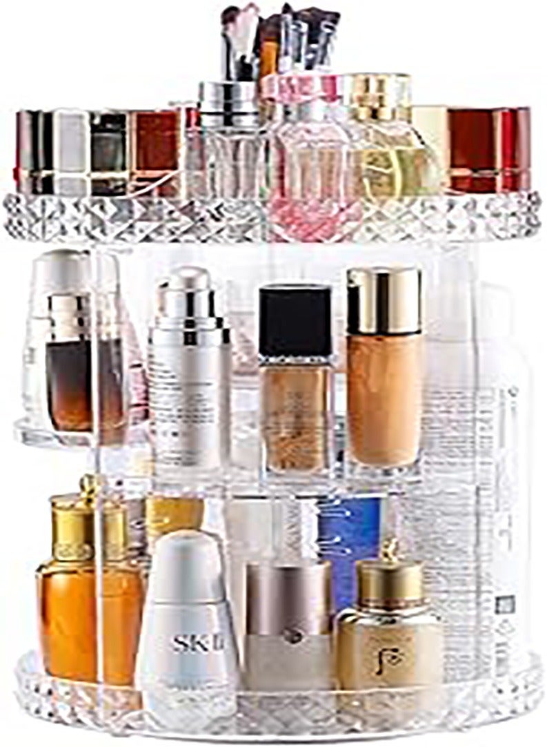general 360 Rotating Makeup Organizer Adjustable Cosmetic Storage Display Case Large Capacity Cosmetic Shelf Acrylic Clear