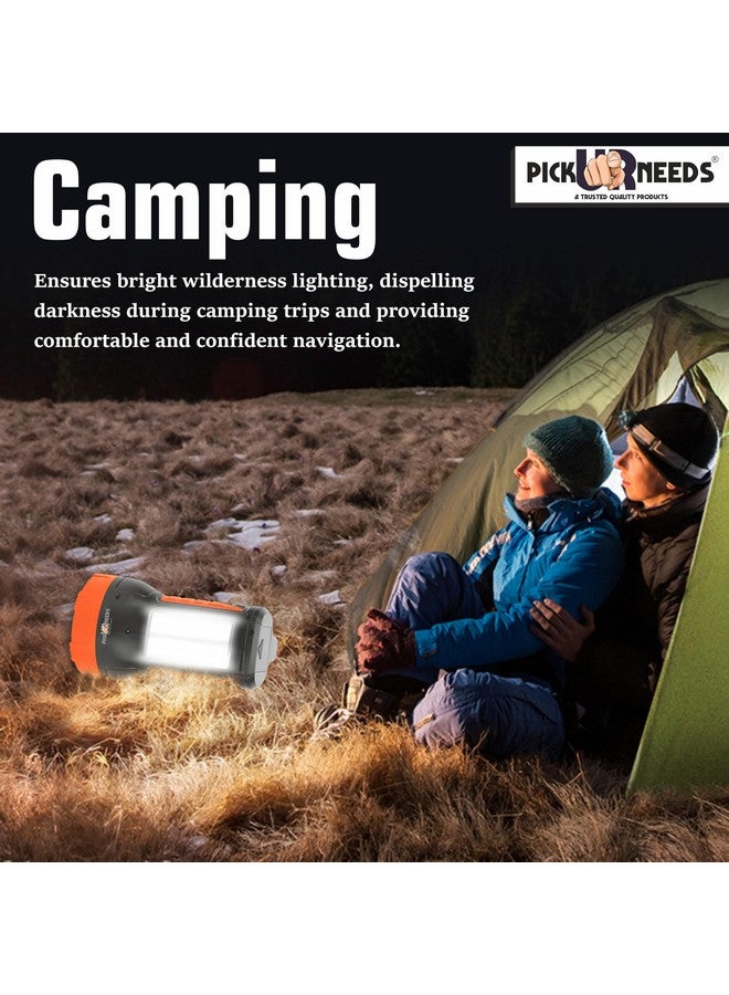 Pick Ur Needs Rechargeable Long Range Search Torch Light 50W with 2 Side Emergency Tube Light (Orange) - Image 5
